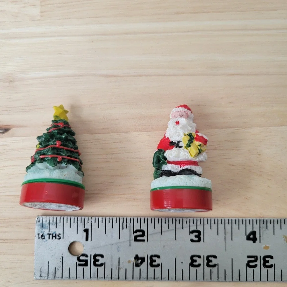 Mystic Industries Christmas Figurines Santa Claus &Tree Miniatures Holiday Decor